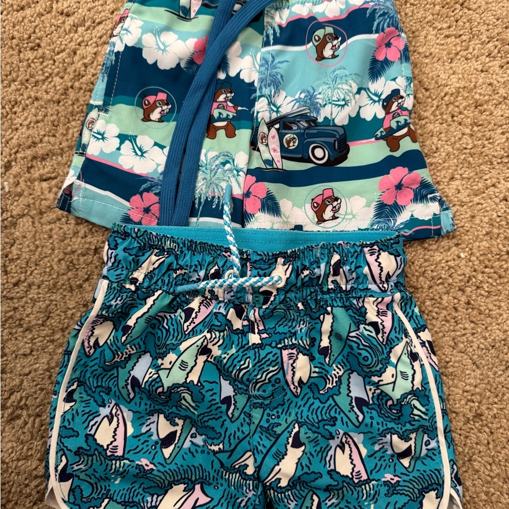 Boys Tropical Surf Swim Set - Blue with Pink Accents